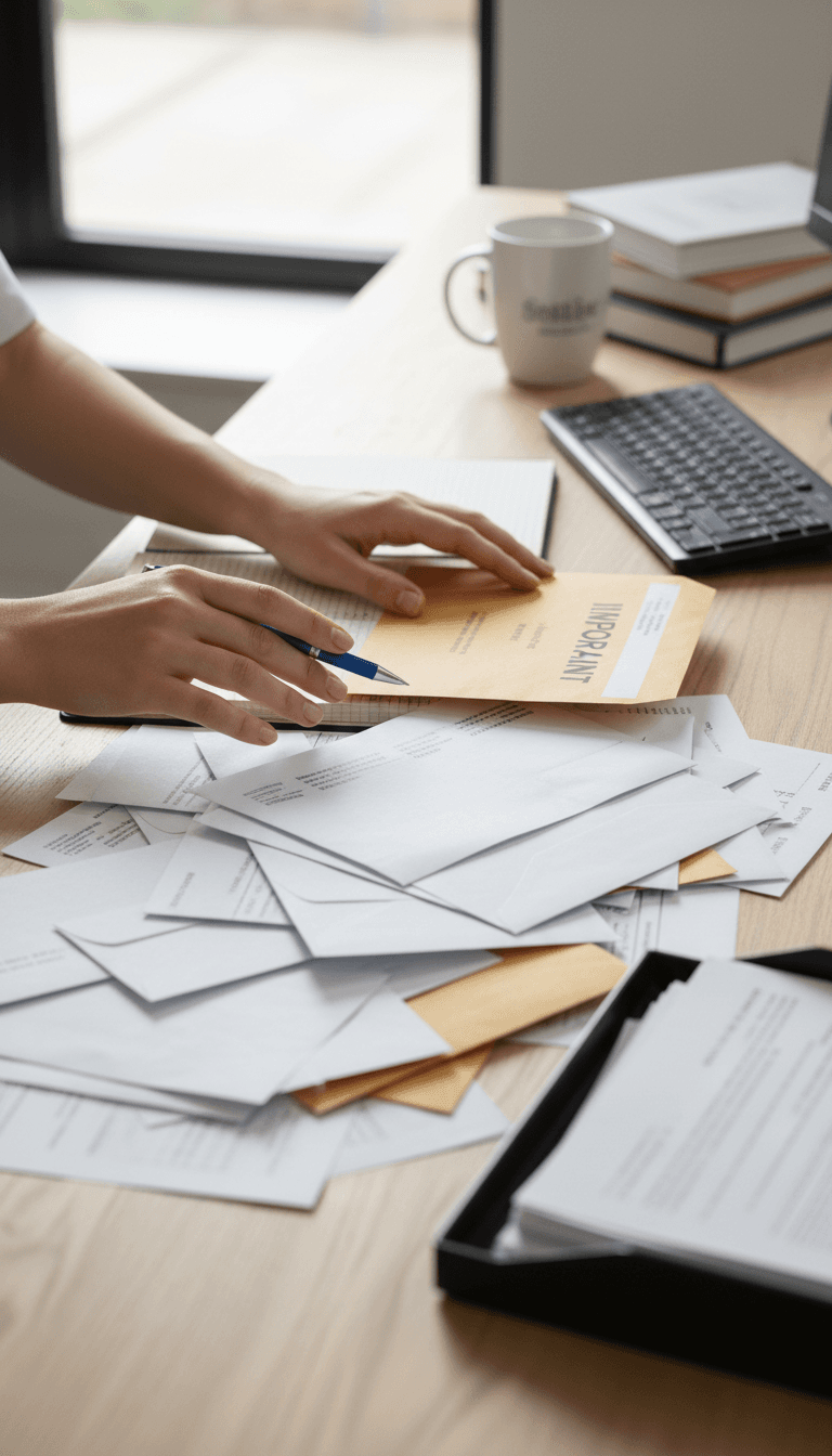 Gestion de documents et d'enveloppes sur un bureau